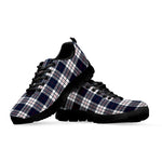 Blue White And Red Tartan Pattern Print Black Sneakers