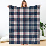 Blue White And Red Tartan Pattern Print Blanket