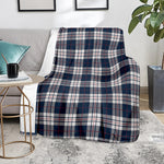 Blue White And Red Tartan Pattern Print Blanket