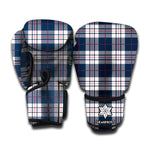 Blue White And Red Tartan Pattern Print Boxing Gloves