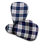 Blue White And Red Tartan Pattern Print Boxing Gloves
