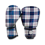Blue White And Red Tartan Pattern Print Boxing Gloves