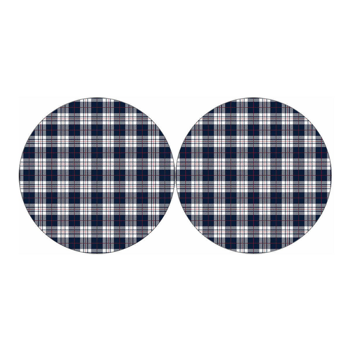 Blue White And Red Tartan Pattern Print Car Coasters