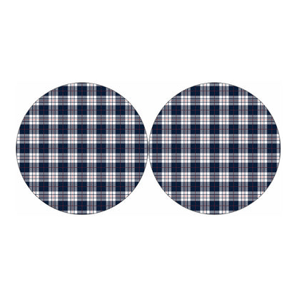Blue White And Red Tartan Pattern Print Car Coasters