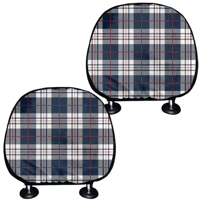 Blue White And Red Tartan Pattern Print Car Headrest Covers