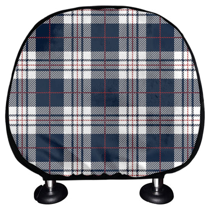 Blue White And Red Tartan Pattern Print Car Headrest Covers