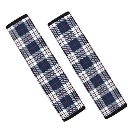 Blue White And Red Tartan Pattern Print Car Seat Belt Covers