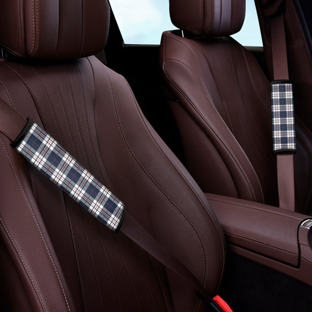 Blue White And Red Tartan Pattern Print Car Seat Belt Covers