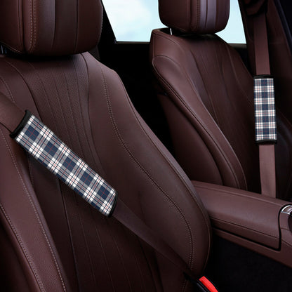 Blue White And Red Tartan Pattern Print Car Seat Belt Covers