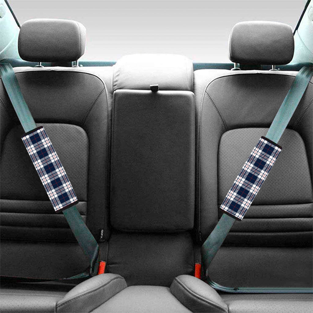 Blue White And Red Tartan Pattern Print Car Seat Belt Covers