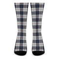 Blue White And Red Tartan Pattern Print Crew Socks