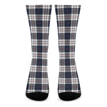 Blue White And Red Tartan Pattern Print Crew Socks