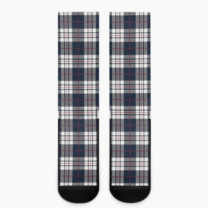 Blue White And Red Tartan Pattern Print Crew Socks