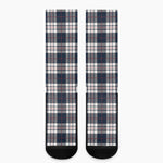 Blue White And Red Tartan Pattern Print Crew Socks