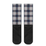 Blue White And Red Tartan Pattern Print Crew Socks