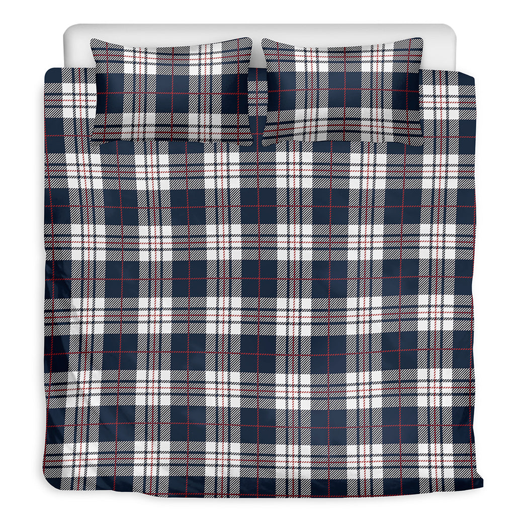 Blue White And Red Tartan Pattern Print Duvet Cover Bedding Set