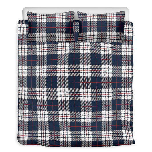 Blue White And Red Tartan Pattern Print Duvet Cover Bedding Set
