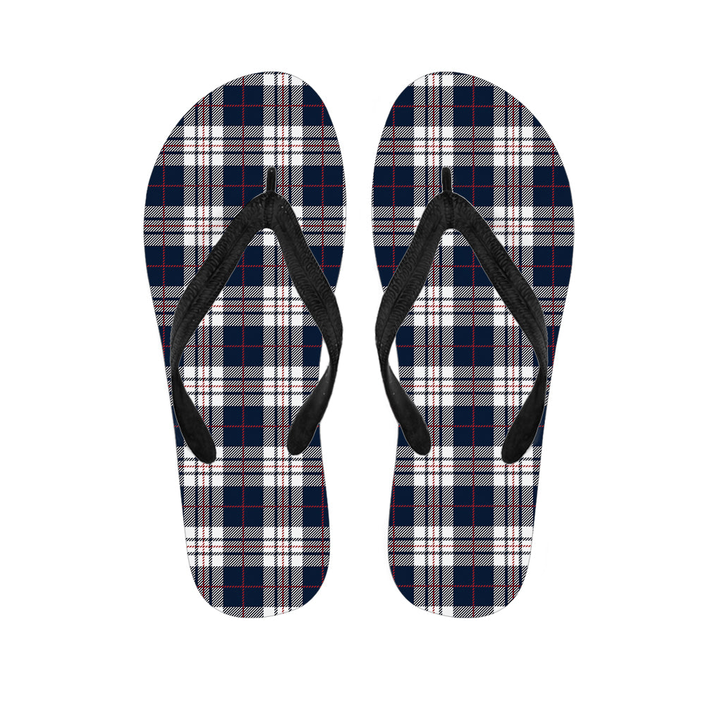 Blue White And Red Tartan Pattern Print Flip Flops