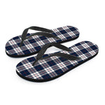 Blue White And Red Tartan Pattern Print Flip Flops