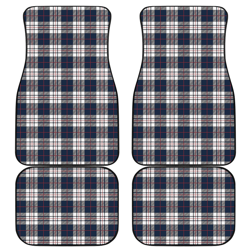 Blue White And Red Tartan Pattern Print Front and Back Car Floor Mats