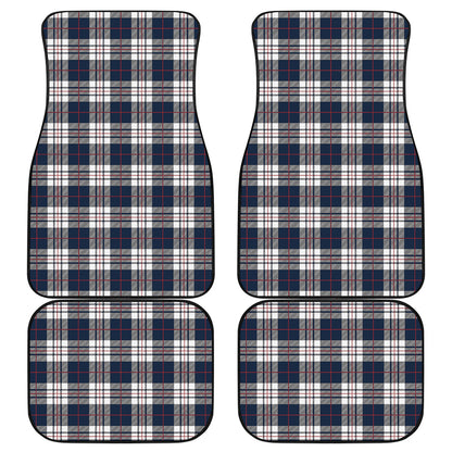 Blue White And Red Tartan Pattern Print Front and Back Car Floor Mats