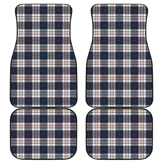 Blue White And Red Tartan Pattern Print Front and Back Car Floor Mats