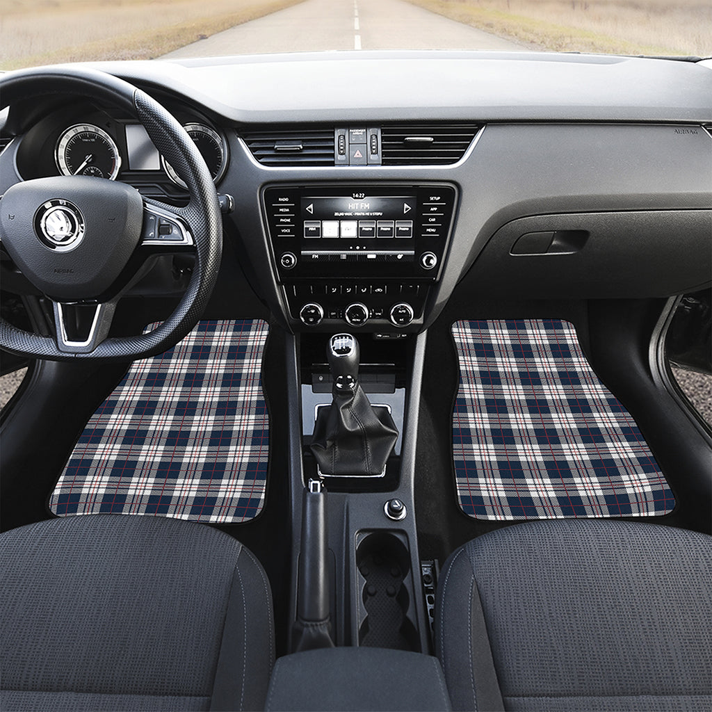 Blue White And Red Tartan Pattern Print Front and Back Car Floor Mats