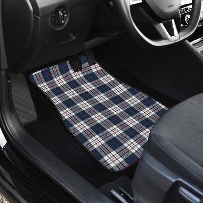 Blue White And Red Tartan Pattern Print Front and Back Car Floor Mats