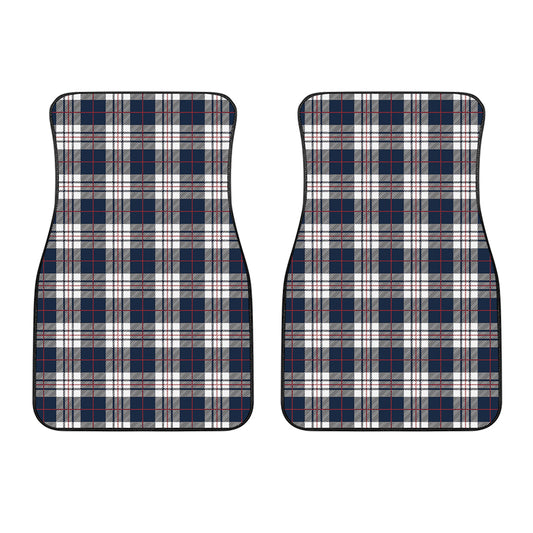 Blue White And Red Tartan Pattern Print Front Car Floor Mats