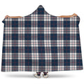 Blue White And Red Tartan Pattern Print Hooded Blanket