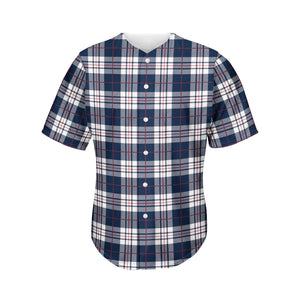 Blue White And Red Tartan Pattern Print Men's Baseball Jersey