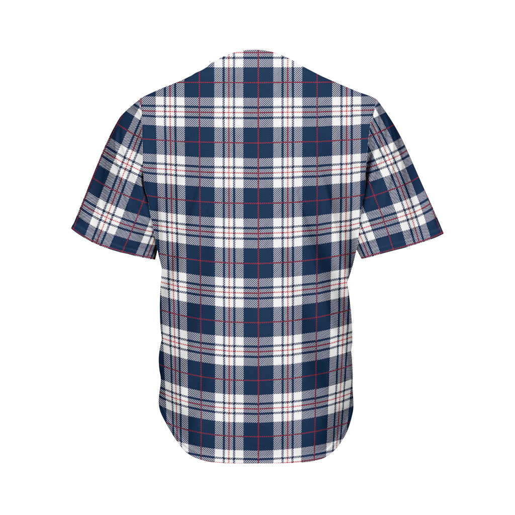 Blue White And Red Tartan Pattern Print Men's Baseball Jersey