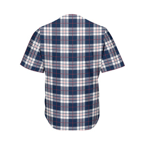 Blue White And Red Tartan Pattern Print Men's Baseball Jersey