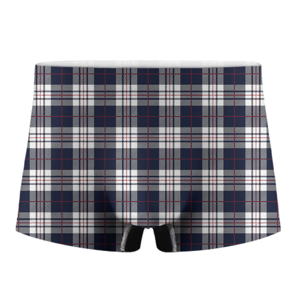 Blue White And Red Tartan Pattern Print Men's Boxer Briefs