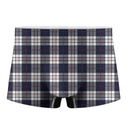Blue White And Red Tartan Pattern Print Men's Boxer Briefs