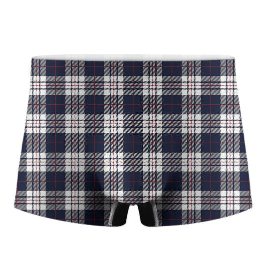 Blue White And Red Tartan Pattern Print Men's Boxer Briefs