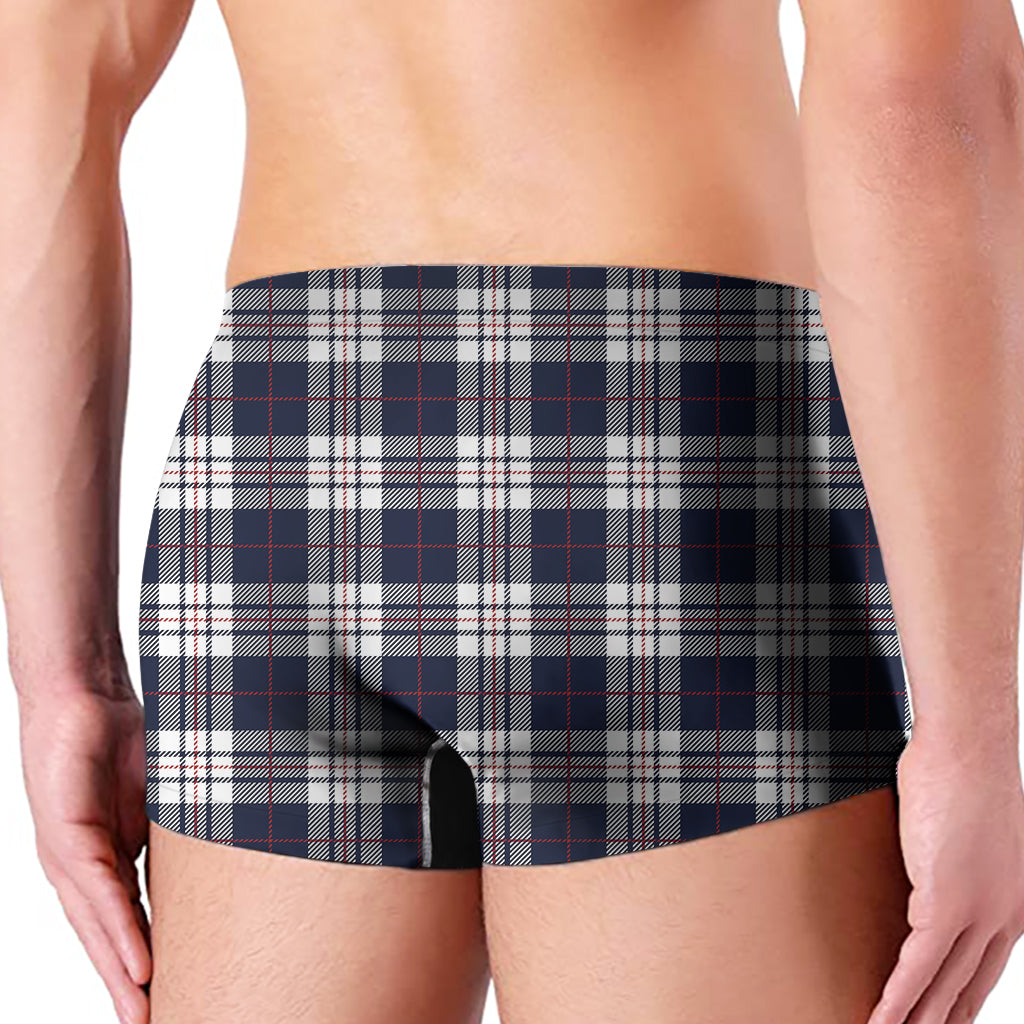 Blue White And Red Tartan Pattern Print Men's Boxer Briefs