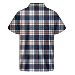 Blue White And Red Tartan Pattern Print Men's Short Sleeve Shirt