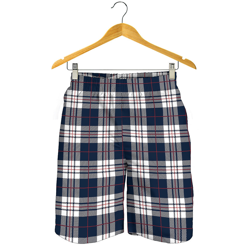 Blue White And Red Tartan Pattern Print Men's Shorts