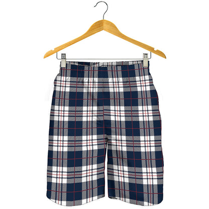 Blue White And Red Tartan Pattern Print Men's Shorts