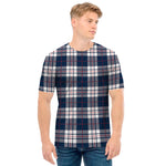 Blue White And Red Tartan Pattern Print Men's T-Shirt