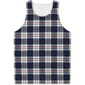 Blue White And Red Tartan Pattern Print Men's Tank Top