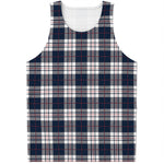 Blue White And Red Tartan Pattern Print Men's Tank Top