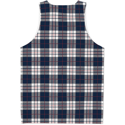 Blue White And Red Tartan Pattern Print Men's Tank Top