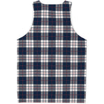 Blue White And Red Tartan Pattern Print Men's Tank Top