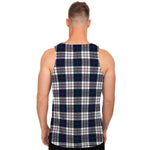Blue White And Red Tartan Pattern Print Men's Tank Top