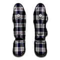 Blue White And Red Tartan Pattern Print Muay Thai Shin Guards