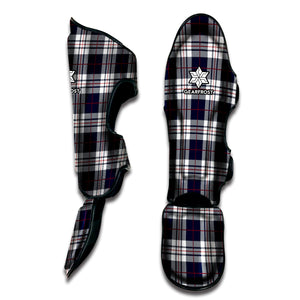 Blue White And Red Tartan Pattern Print Muay Thai Shin Guard