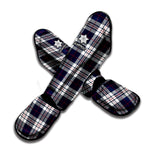 Blue White And Red Tartan Pattern Print Muay Thai Shin Guard