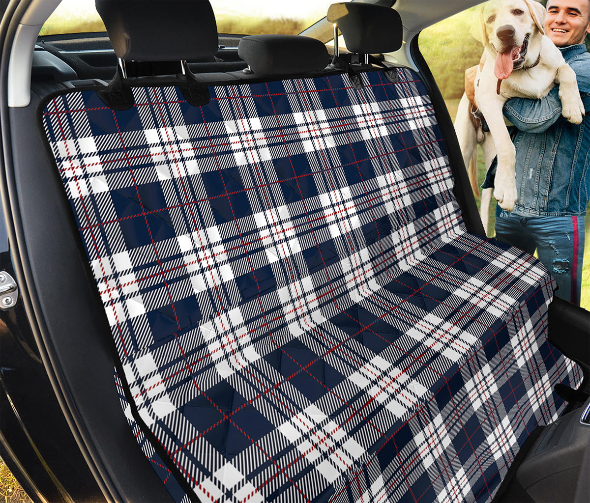 Blue White And Red Tartan Pattern Print Pet Car Back Seat Cover